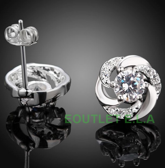 SPARKLING CZ SWIRL SILVER STUD EARRINGS